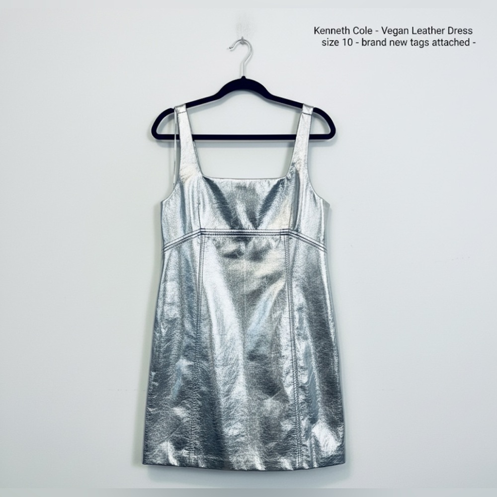 Kenneth Cole Metallic Silver Mini Dress